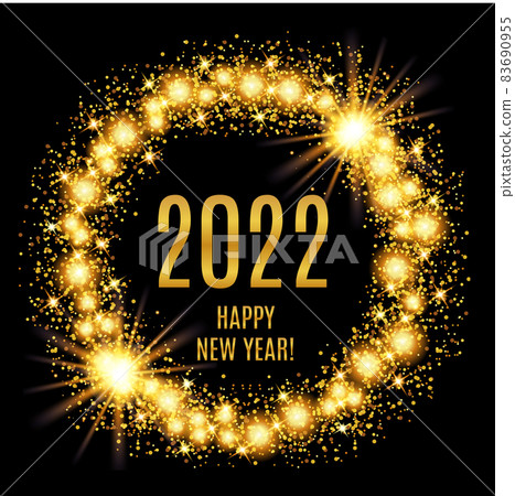 2022 Happy New Year glowing gold background. Vector illustration 2022 Happy New Year glowing gold background. Vector illustration 83690955