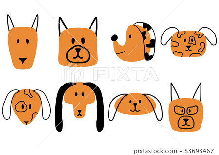 Childrens hand-drawn set of dogs. Vector hand-drawn color childish simple set with cute dogs Scandinavian style on a white background. Set with dogs for kids. Dogs print. Childrens hand-drawn set of dogs. Vector hand-drawn color childish simple set with cute dogs Scandinavian style on a white background. Set with dogs for kids. Dogs print. 83693467