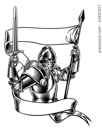 Knight With Banner Battle Flag Standard Ribbon Knight With Banner Battle Flag Standard Ribbon 83693857