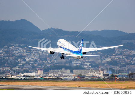 Passenger plane taking off from Osaka Airport, All Nippon Airways Passenger plane taking off from Osaka Airport, All Nippon Airways 83693925