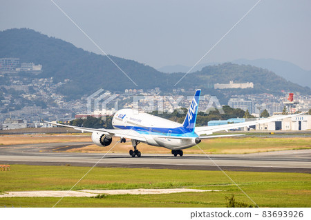 Passenger plane taking off from Osaka Airport, All Nippon Airways Passenger plane taking off from Osaka Airport, All Nippon Airways 83693926