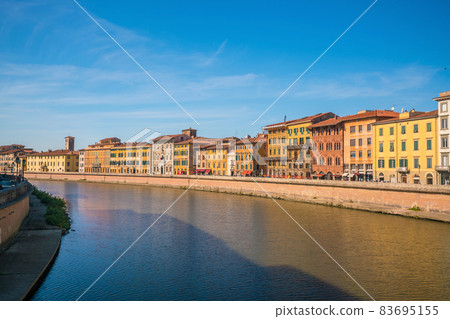 Pisa city skyline and  Arno river 83695155