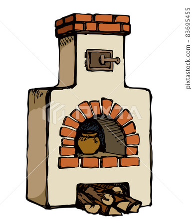 Old Russian stove. Vector drawing 83695455