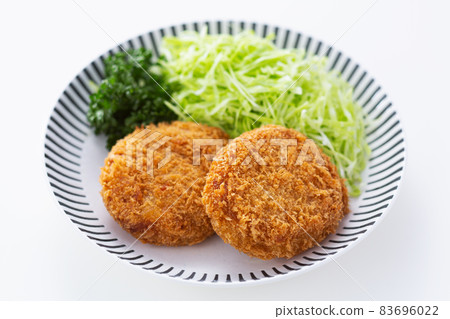 Menchi-katsu croquette, home time, home rice, swallowing, home only Menchi-katsu croquette, home time, home rice, swallowing, home only 83696022