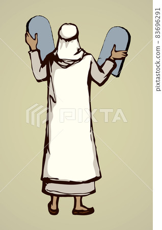 Moses with the tablets. Vector drawing Moses with the tablets. Vector drawing 83696291