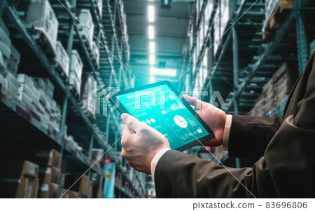 Warehouse management innovative software in computer for real time monitoring 83696806
