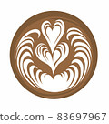 Tulip Heart Coffee Latte art Logo, Digital illustration 83697967