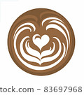 Tulip Heart Coffee Latte art Logo, Digital illustration 83697968