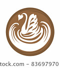 Swan Aflutter Coffee Latte Art Logo Icon with white background, Digital illustration 83697970