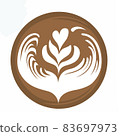 Tulip Heart Coffee Latte art Logo, Digital illustration 83697973