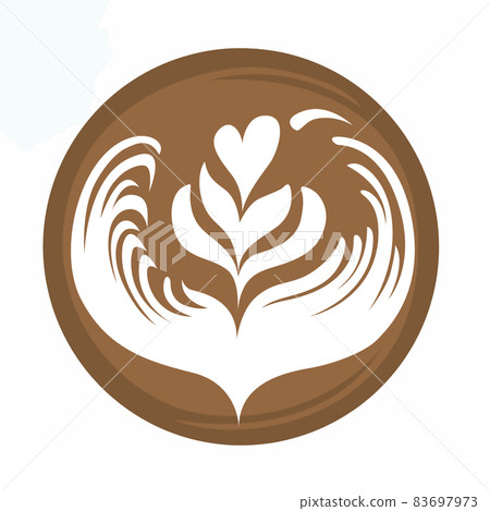 Tulip Heart Coffee Latte art Logo, Digital illustration Tulip Heart Coffee Latte art Logo, Digital illustration 83697973
