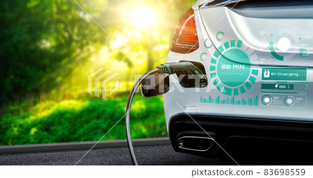 EV charging station for electric car in concept of alternative green energy 83698559