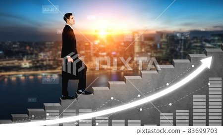 Business growth potential concept with virtual graphic of financial success Business growth potential concept with virtual graphic of financial success 83699703