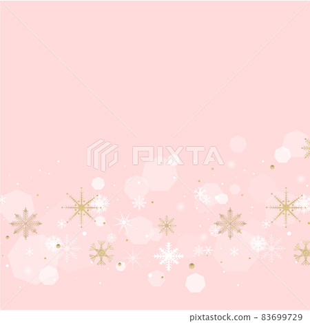 流行又可愛的白色和金色雪花矢量圖粉色壁紙背景素材 83699729