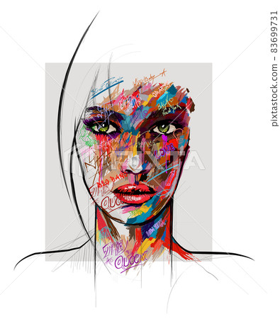 Beautiful young sexy woman over grunge background 83699731