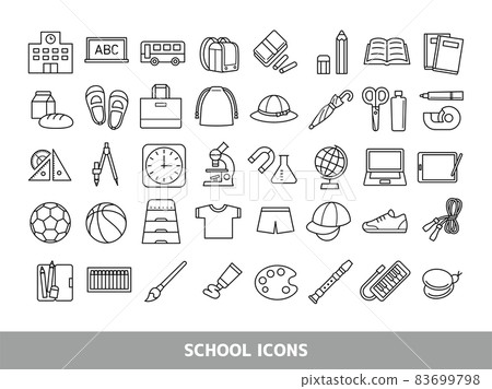 Elementary school life and education icon set 83699798