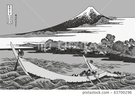Katsushika Hokusai 圖像 Tokaido Ejiri Tako no Ura 縮寫與標題黑白 Katsushika Hokusai 圖像 Tokaido Ejiri Tako no Ura 縮寫與標題黑白 83700296