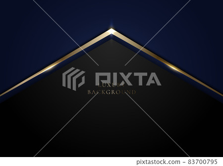 Abstract template black and shiny golden arrow on dark blue background luxury style 83700795