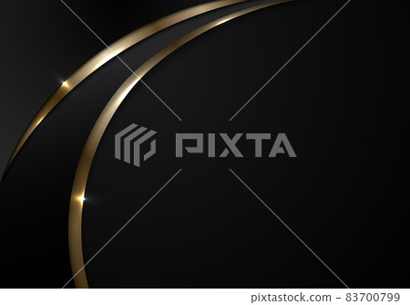 Abstract elegant 3D black and gold curve with lighting on dark background luxury style 83700799