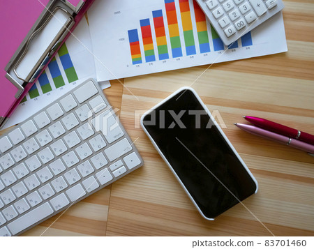 Business image, graph, binder, PC, smartphone, woman Business image, graph, binder, PC, smartphone, woman 83701460