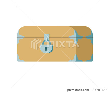 Closed chest with lock. Old or pirate treasure box. Vector illustration in a flat style. 83701636