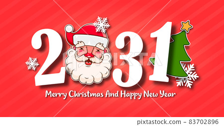 I Wish You A Merry Christmas And Happy New Year Vintage Background With Typography. 2031 83702896