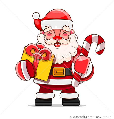 Santa Claus carrying sack full of gifts. Merry Christmas And Happy New Year 83702898