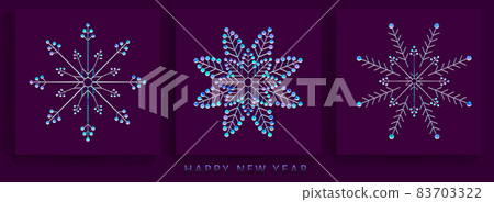 Set of Christmas isolated textural snowflakes of blue tint, design component Set of Christmas isolated textural snowflakes of blue tint, design component 83703322