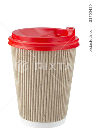 Coffee to go in a disposable cup on isolated a white background. Empty pick up kraft coffee cup. Coffee to go in a disposable cup on isolated a white background. Empty pick up kraft coffee cup. 83703439