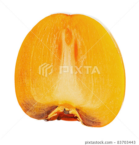 Ripe orange persimmon fruit isolated on white background. Ripe orange persimmon fruit isolated on white background. 83703443