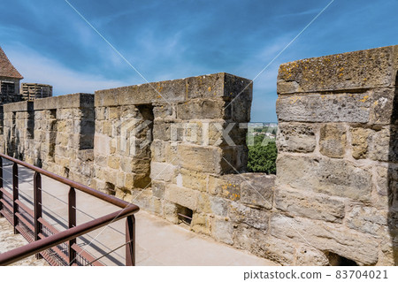 The Ancient Fortress of Carcassonne, France. Europe castle. View from the Cite. The Ancient Fortress of Carcassonne, France. Europe castle. View from the Cite. 83704021