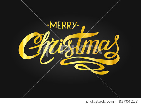 Gold Merry Christmas Vector Lettering. Greeting Card on black background. Vector illustration Gold Merry Christmas Vector Lettering. Greeting Card on black background. Vector illustration 83704218