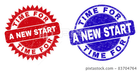 TIME FOR A NEW START Round and Rosette Seals with Grunge Surface 83704764