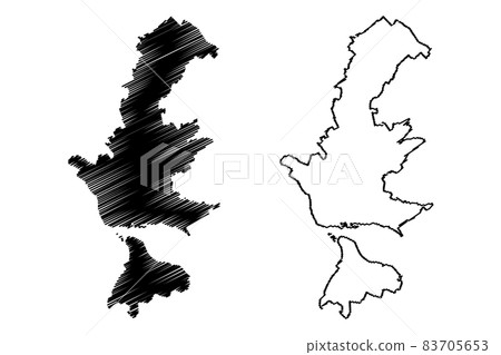 Kremenchuk City (Ukraine, Poltava Oblast) map vector illustration, scribble sketch City of Kremenchug map 83705653