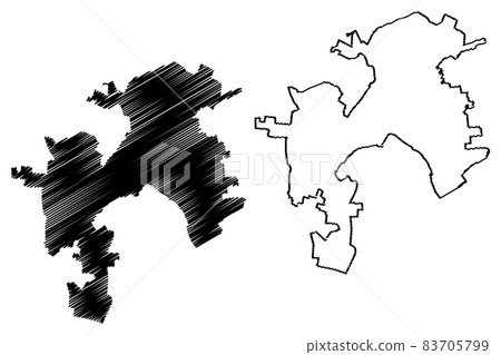 Lutsk City (Ukraine, Volyn Oblast) map vector illustration, scribble sketch City of Lutsk map 83705799