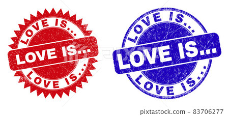 LOVE IS... Rounded and Rosette Stamp Seals with Grunged Texture LOVE IS... Rounded and Rosette Stamp Seals with Grunged Texture 83706277