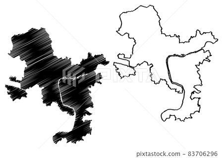 Usti nad Labem Budejovice City (Czech Republic, Czechia) map vector illustration, scribble sketch City of Aussig map 83706296