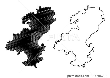 Ulm City (Federal Republic of Germany, Baden-Wurttemberg) map vector illustration, scribble sketch City of Ulm map 83706298