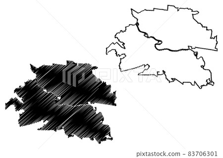 Tyumen City (Russian Federation, Russia) map vector illustration, scribble sketch City of Tyumen map 83706301