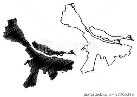 Wloclawek City (Republic of Poland, Kuyavian-Pomeranian Voivodeship) map vector illustration, scribble sketch City of Wloclawek map 83706389
