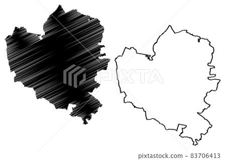 Wolfsburg City (Federal Republic of Germany, Lower Saxony) map vector illustration, scribble sketch City of Wolfsburg map 83706413
