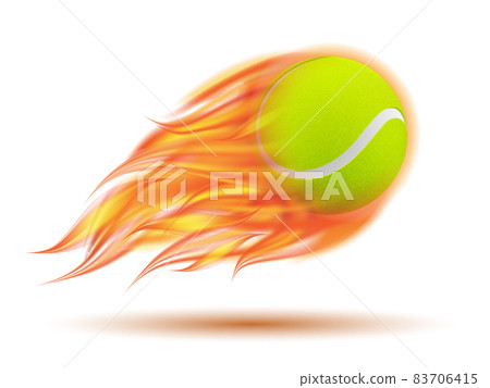 Flaming Tennis Ball. Tennis Ball flying in fire on white background. Flaming Tennis Ball. Tennis Ball flying in fire on white background. 83706415