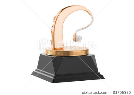 Hearing aid golden award concept. 3D rendering 83706580