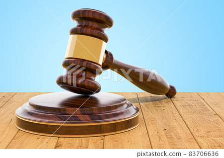 Wooden Gavel on the wooden planks, 3D rendering Wooden Gavel on the wooden planks, 3D rendering 83706636