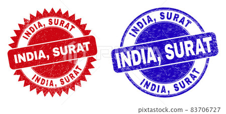 INDIA, SURAT Rounded and Rosette Stamps with Unclean Style INDIA, SURAT Rounded and Rosette Stamps with Unclean Style 83706727