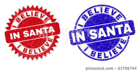 I BELIEVE IN SANTA Round and Rosette Stamp Seals with Unclean Texture I BELIEVE IN SANTA Round and Rosette Stamp Seals with Unclean Texture 83706744