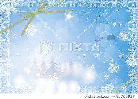 Fantastic Christmas card, forest and reindeer Santa, blue x gold 83706937