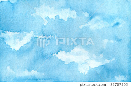 Bright blue hand drawn watercolor background 83707303