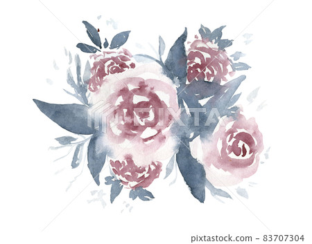 Delicate watercolor claret color roses bouquet Delicate watercolor claret color roses bouquet 83707304