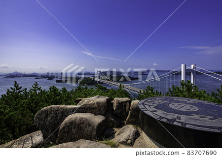 View of Setoo Bridge from the summit of Mt. Washuzan, Kurashiki City, Okayama Prefecture 83707690